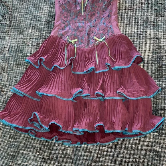 Betsey Johnson Purple & Blue Dress with Ruffle Details, Lace Overlay & Sequins - Picture 3 of 7